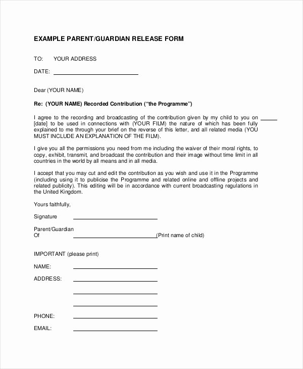 General Medical Release form Template Archives