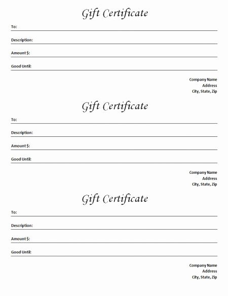 Gift Certificate Template Blank Microsoft Word Document