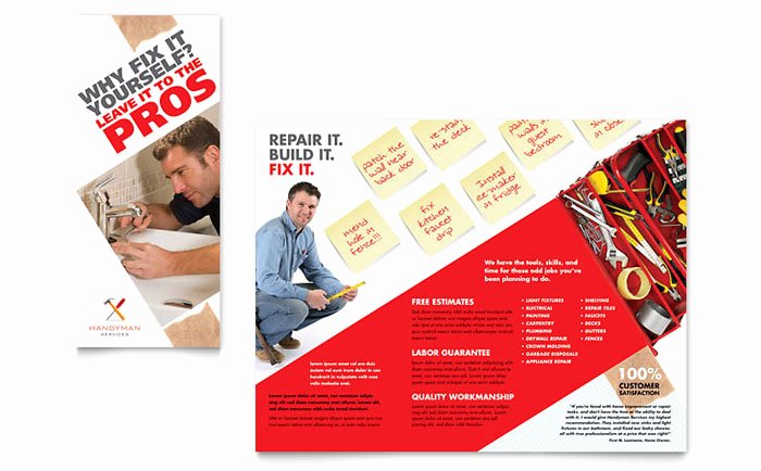 Handyman Services Tri Fold Brochure Template Design
