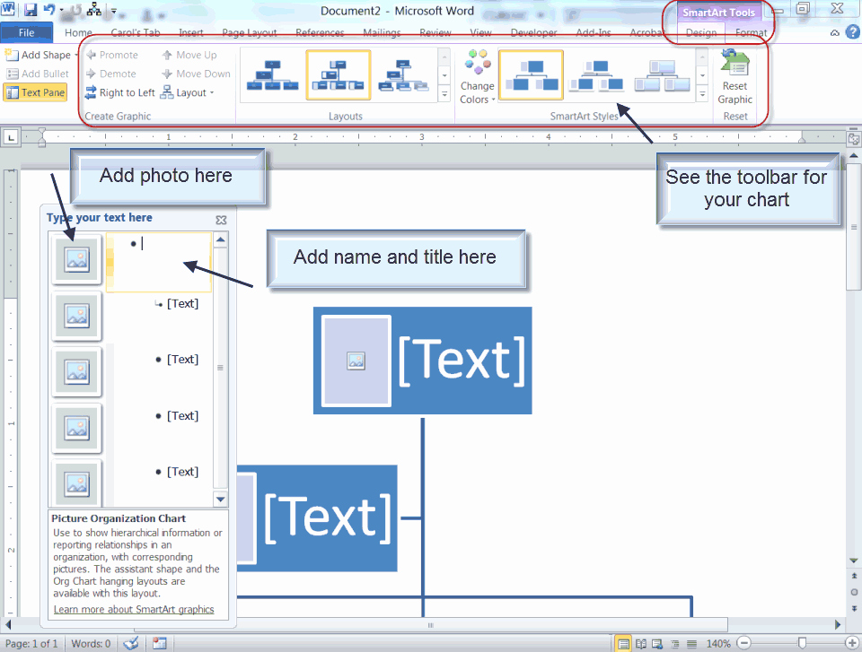 How to Create organization Charts In Word 2010