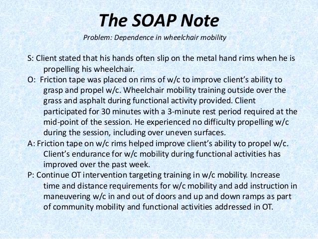 Image Result for Sample Occupational therapy soap Note