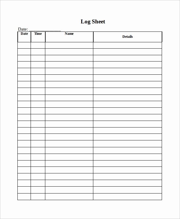 Log Sheet Template 18 Free Word Excel Pdf Documents