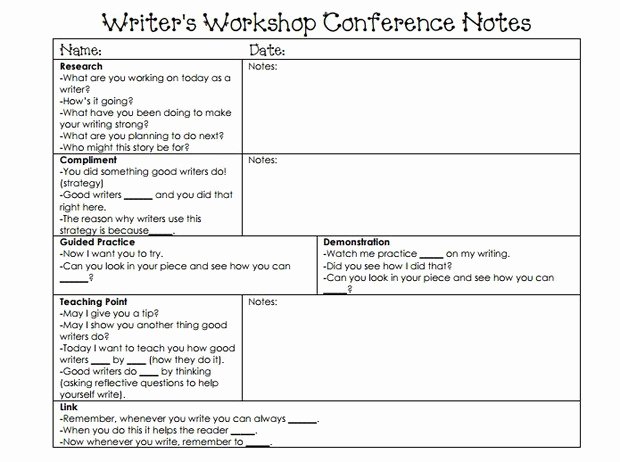 Lucy Calkins Writing Workshop Lesson Plan Template the