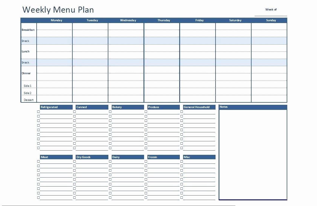 Meal Plan Template Excel