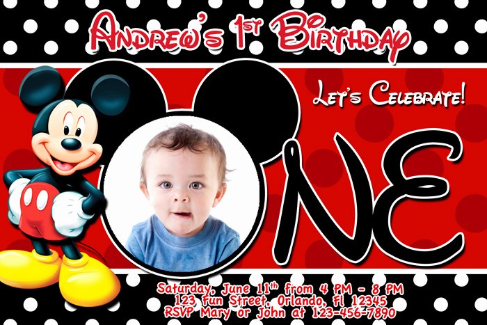 Mickey Mouse 1st Birthday Invitations