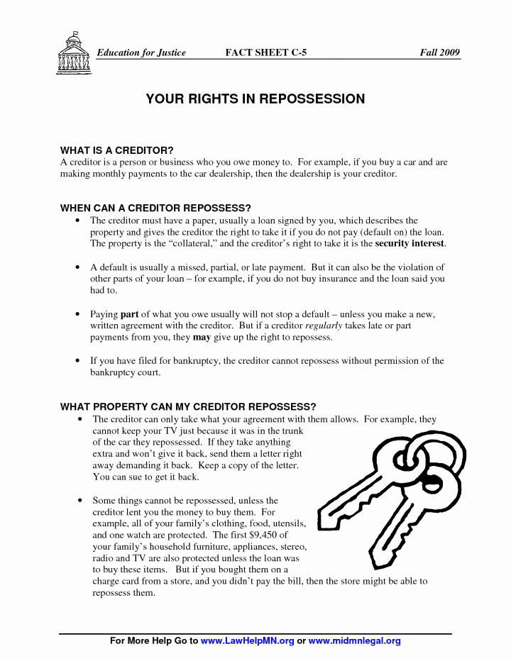 Notice Repossession Letter Vehicle Sample
