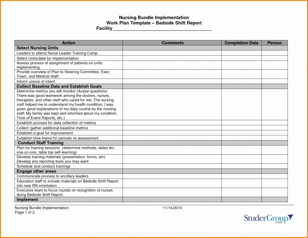 Bedside Shift Report Template