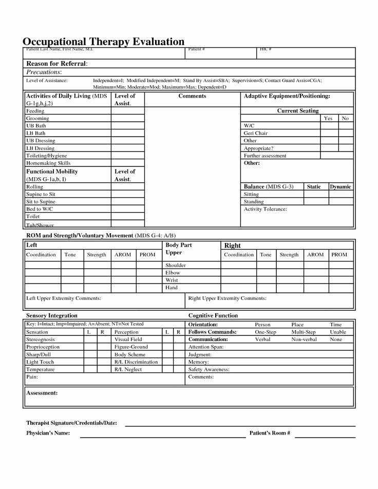 Occupational therapy Hand Evaluation form