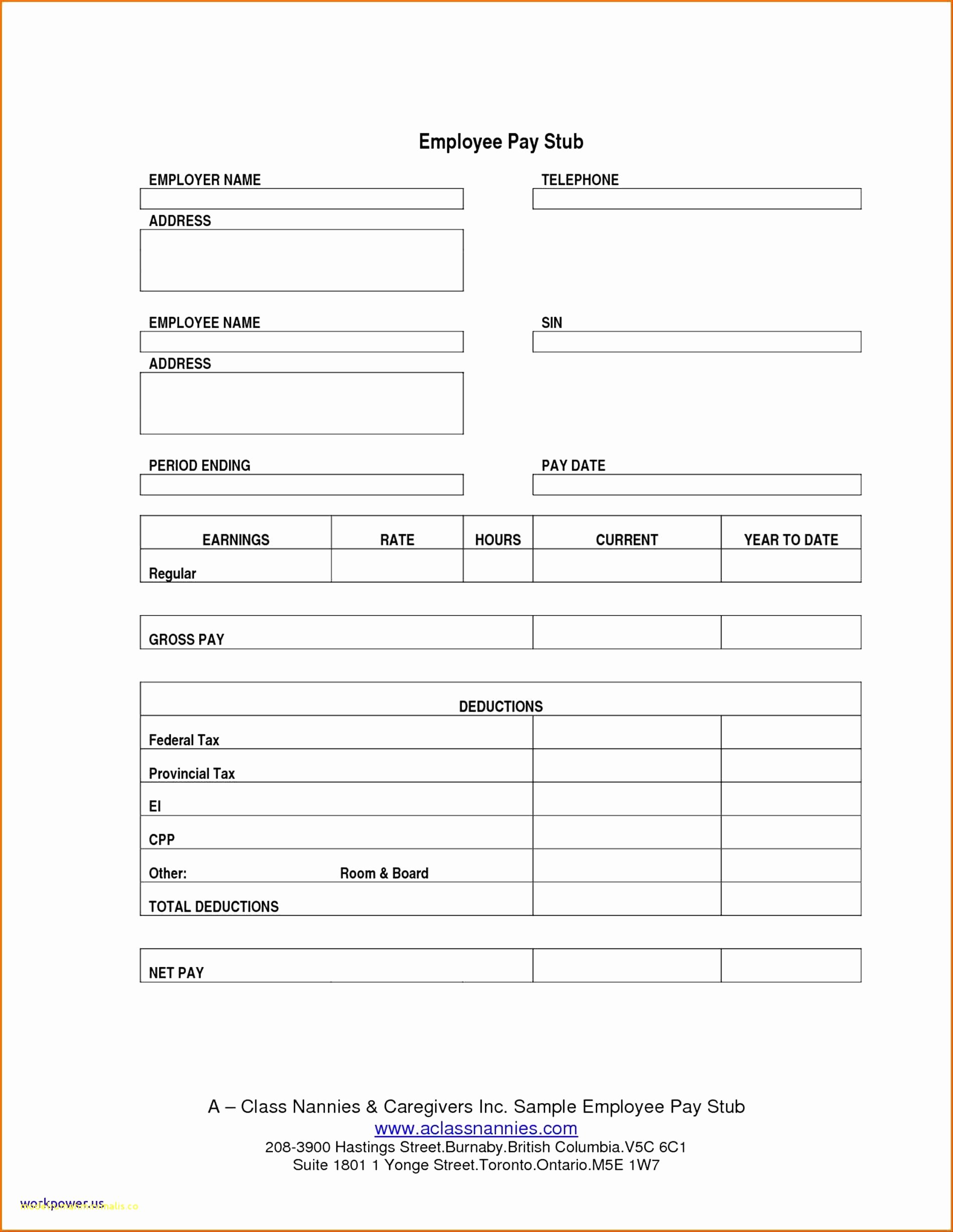 Payroll Stub Template Free New Paycheck Template