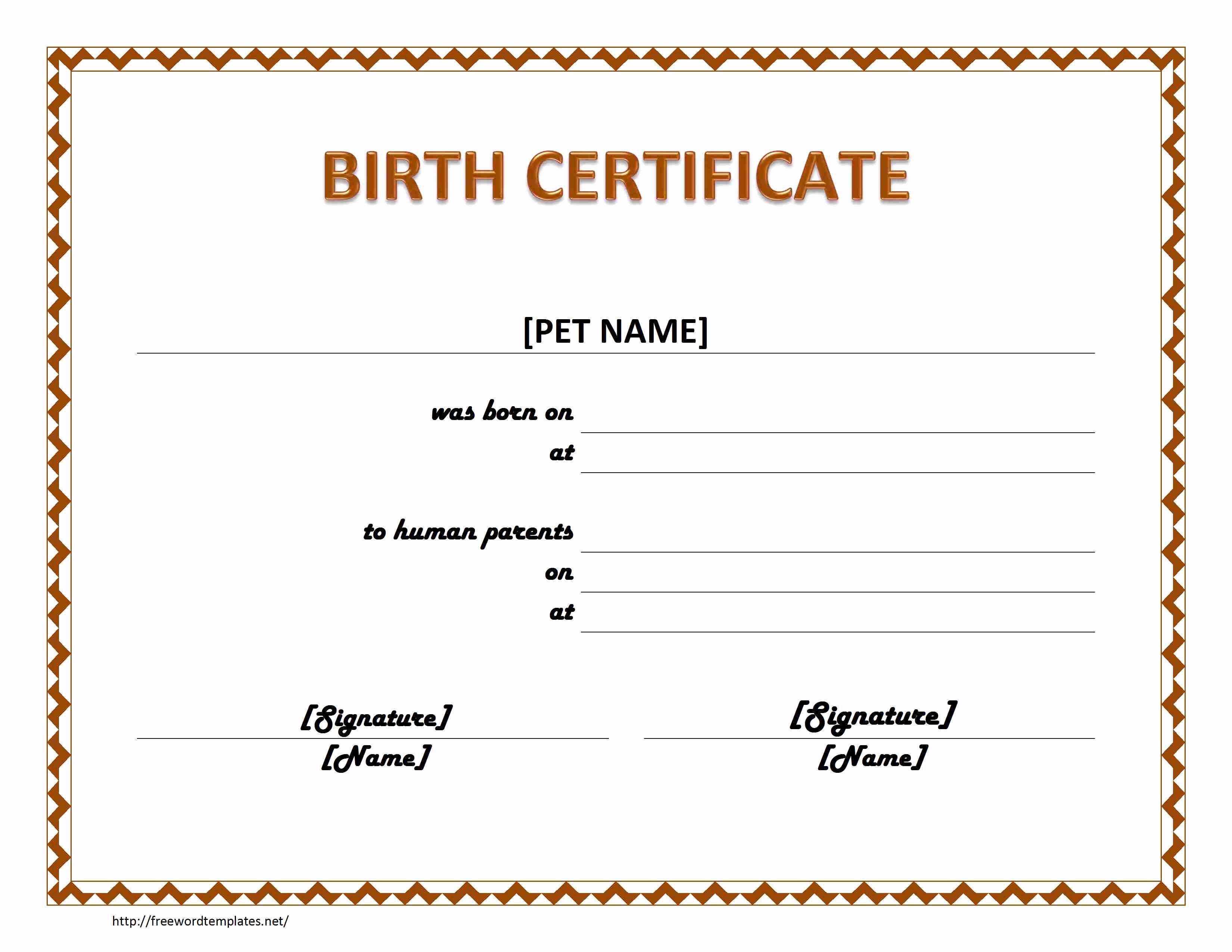 Pet Fish Birth Certificate Pet Birth Certificate