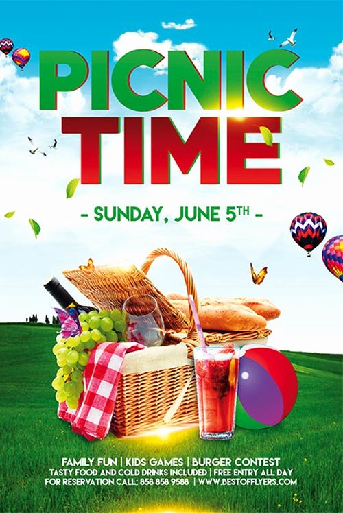 Picnic Time Free Poster Template for Munity Picnic events