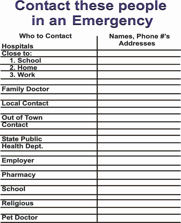 Post An Emergency Contact List On Your Fridge This is