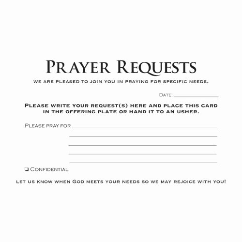 Prayer Request Card Pkg Of 50