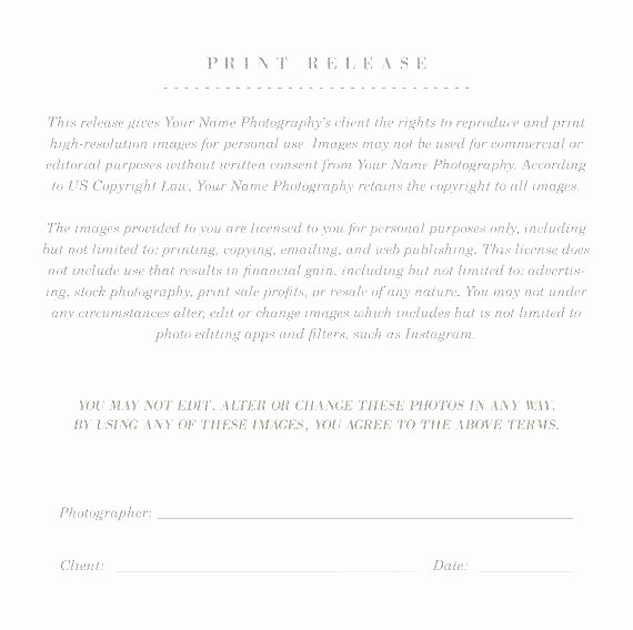Print Release Template Sample Print Release form