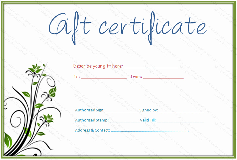 Printable Blank Gift Certificate Template