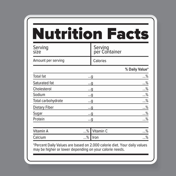 printable blank nutrition label