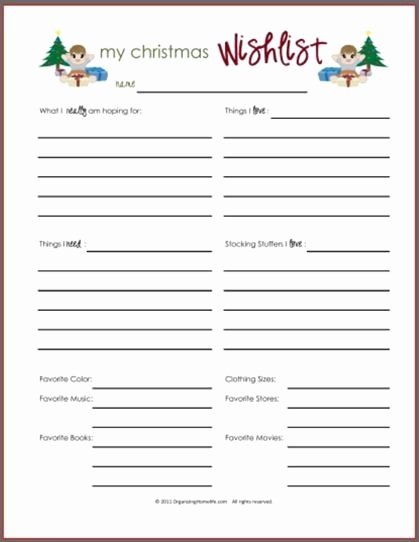 Gift Exchange Wish List Template