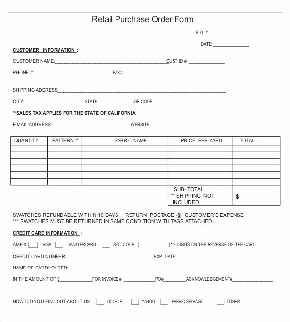 sample purchase order