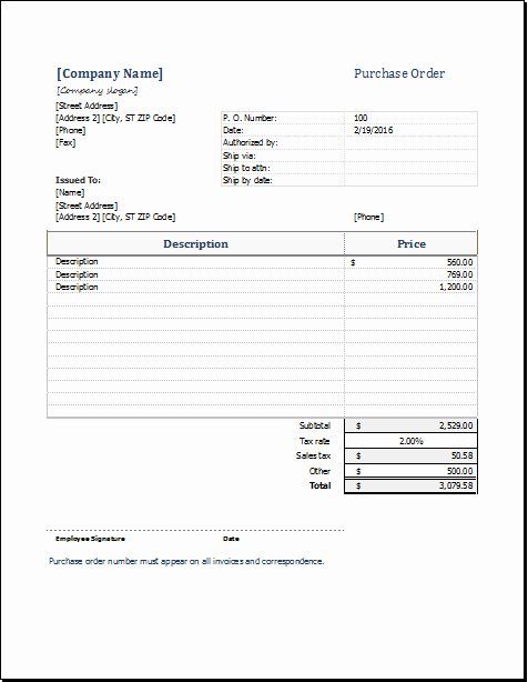 Purchase Request form Template for Excel