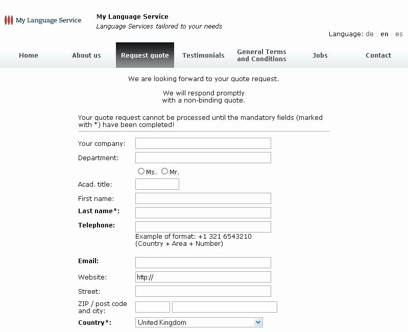 Quote form Template Excel Request Insurance – Chaseevents