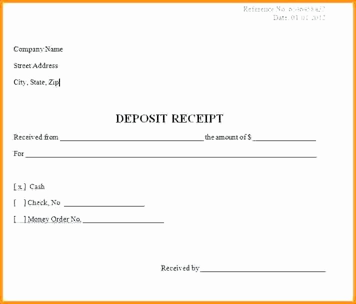 Receipt for Deposit Template Deposit Receipt Template