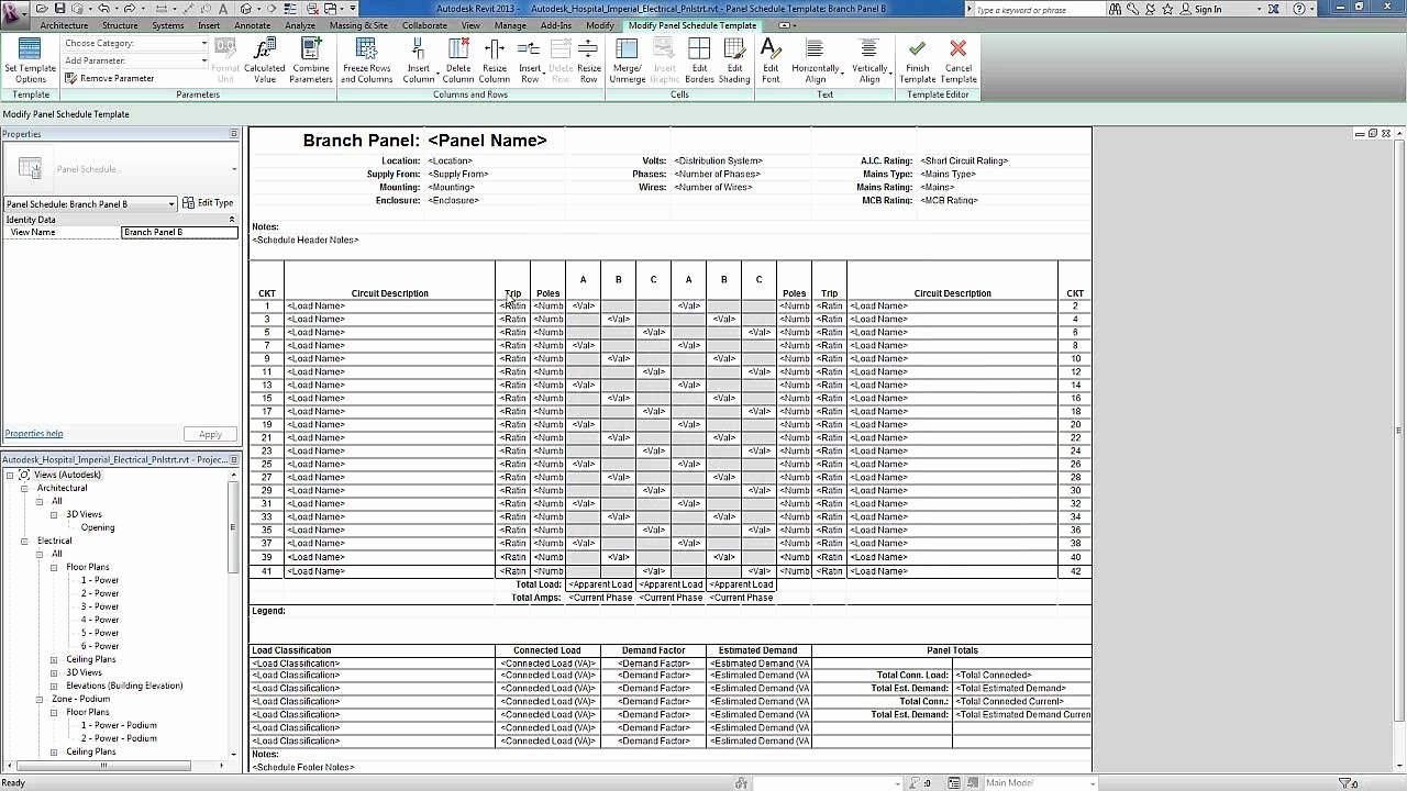 Revit for Mep Electrical Systems Panel Templates