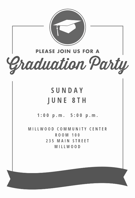 Ribbon Graduation Free Graduation Party Invitation