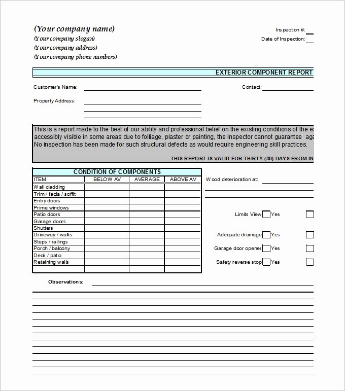 Sample Home Inspection Report Template 9 Free Word Pdf