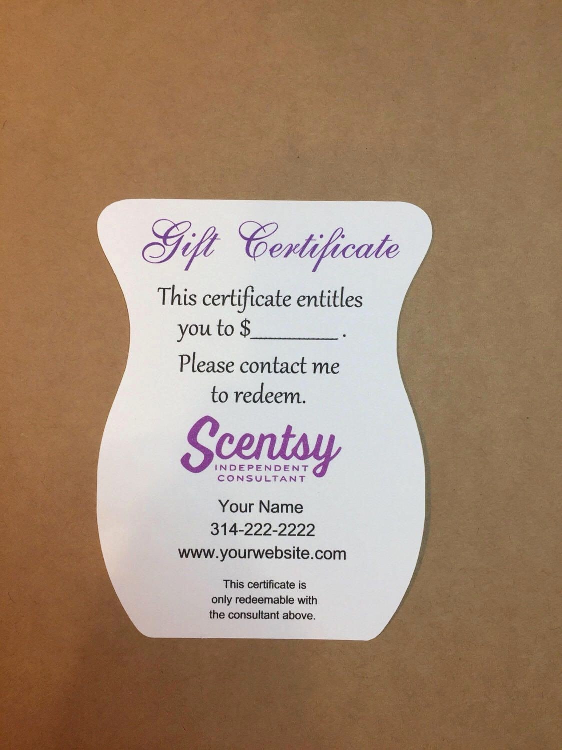 Scentsy Gift Certificate Elegant Magnificent Custom Gift