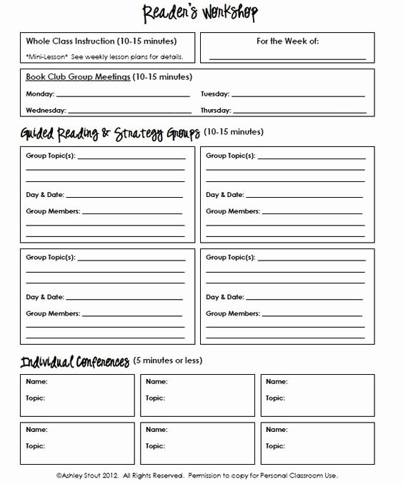 Strategy Grouping Template for Reading Writing &amp; Math