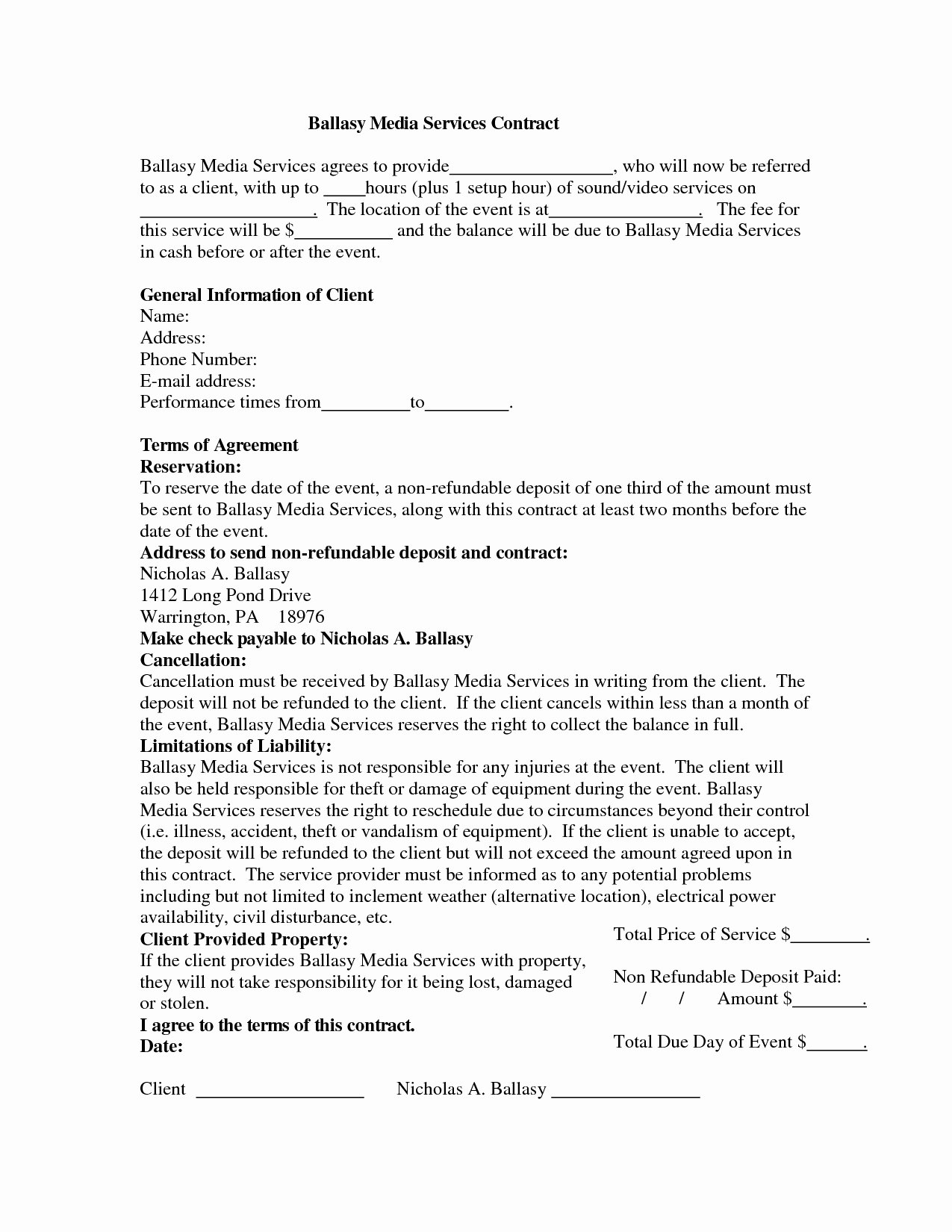 Wedding Dj Contract Free Printable Documents