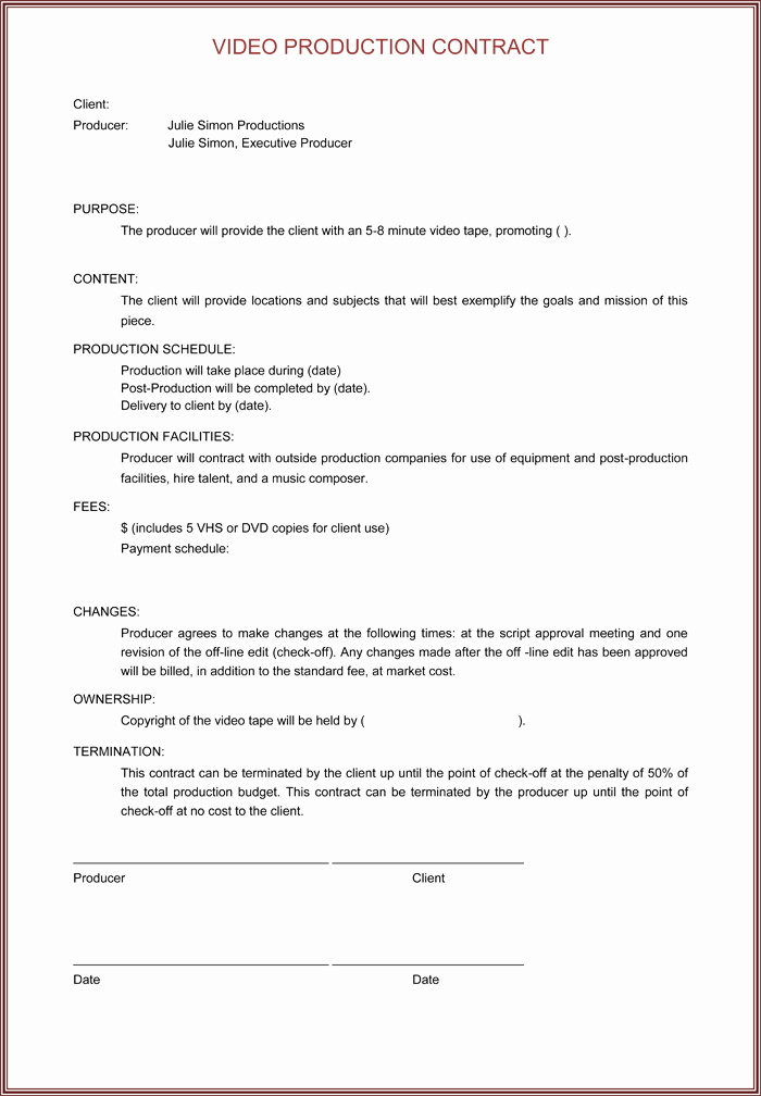Wedding Videography Contract Template Templates Collections