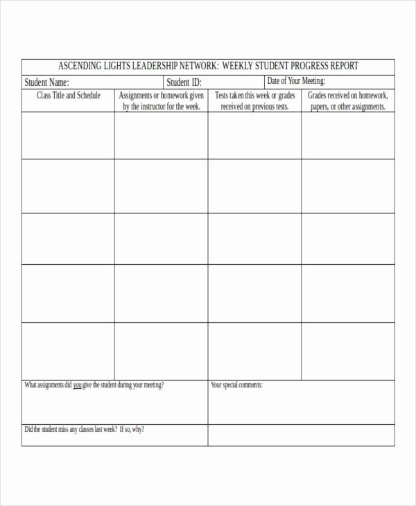 Weekly Student Report Templates 5 Free Word Pdf format