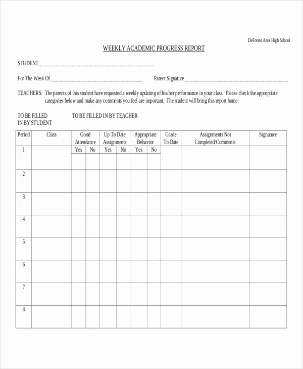 Weekly Student Report Templates 5 Free Word Pdf format