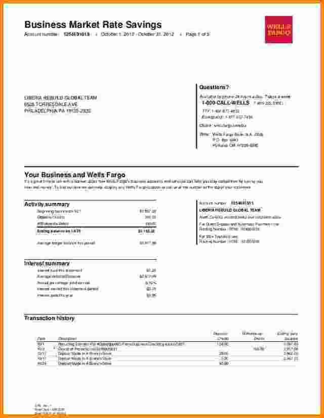 Wells Fargo Bank Statement Template Free Download the