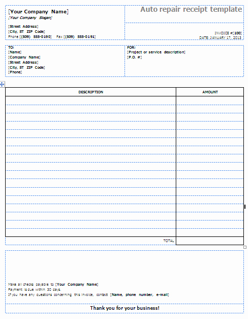 Word – Free Receipt Template
