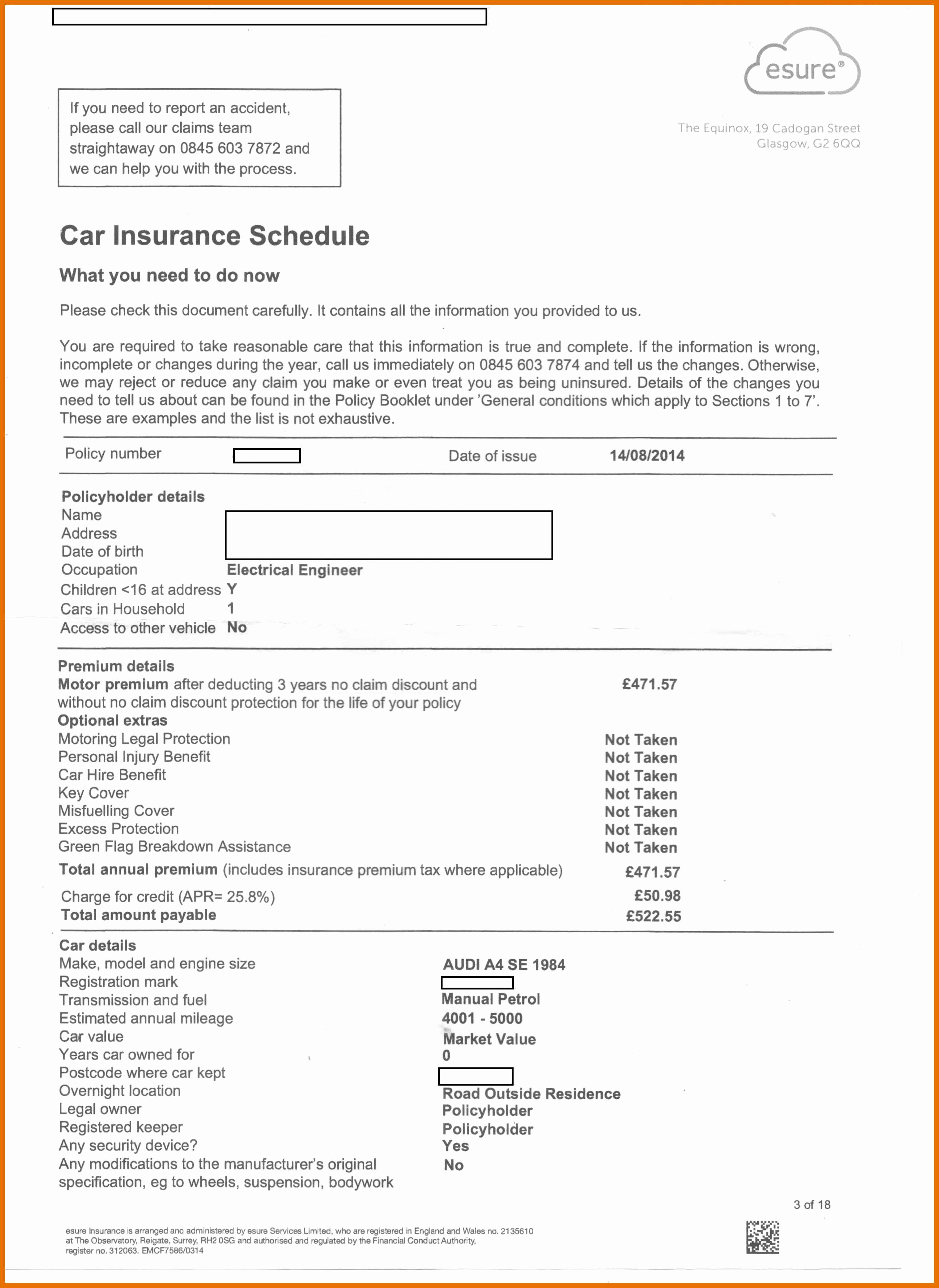 0 1 Proof Of Auto Insurance Template Free