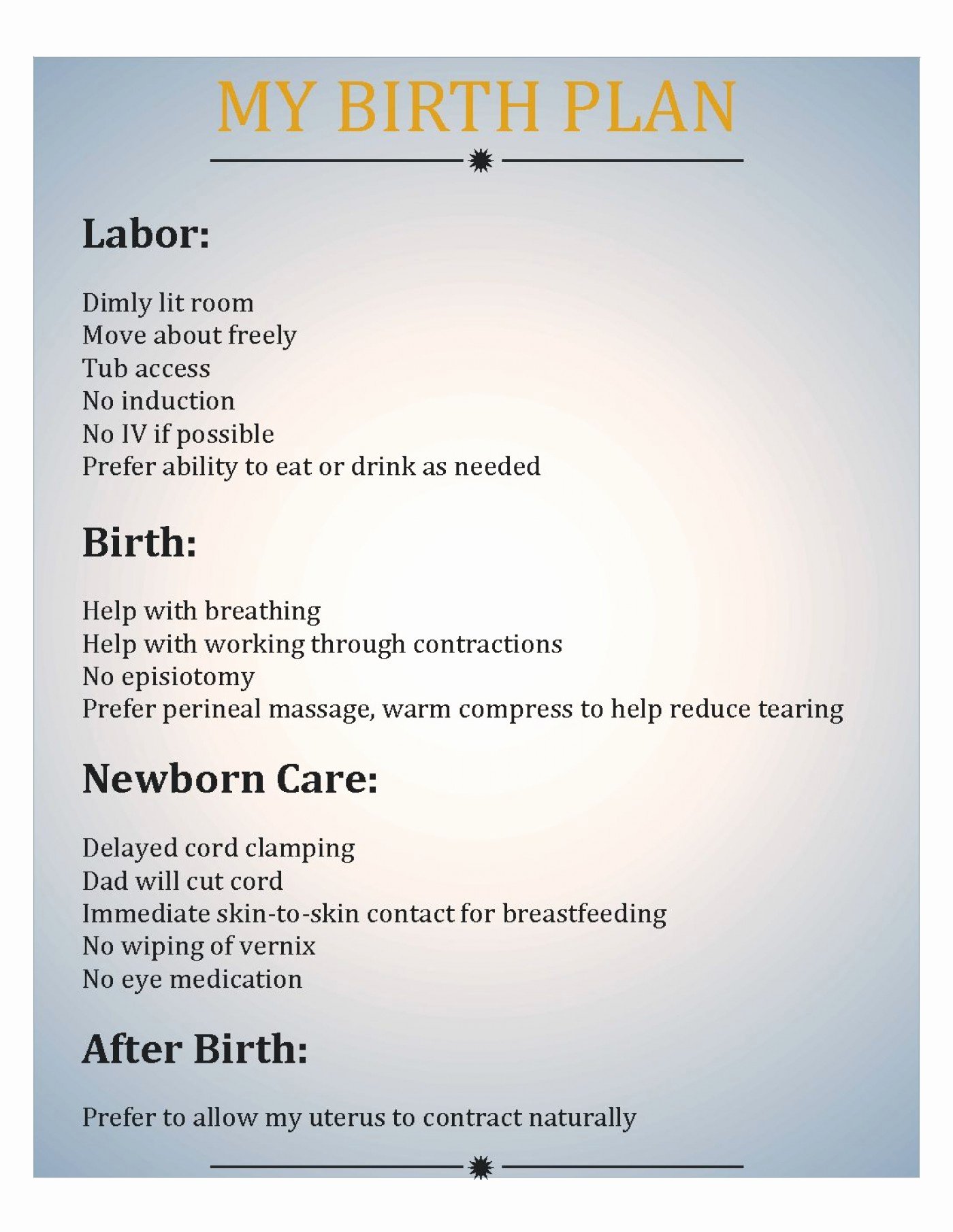 007 Birth Plan Cover Page Pdf Template Tinypetition