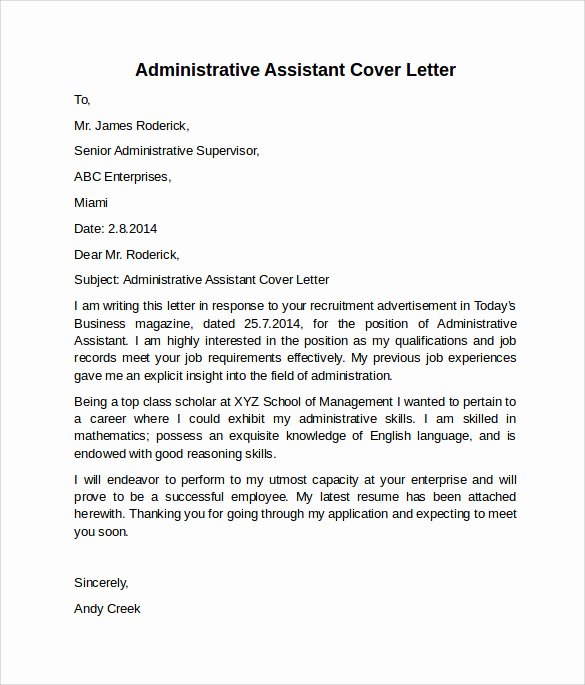 10 Administrative assistant Cover Letters – Samples