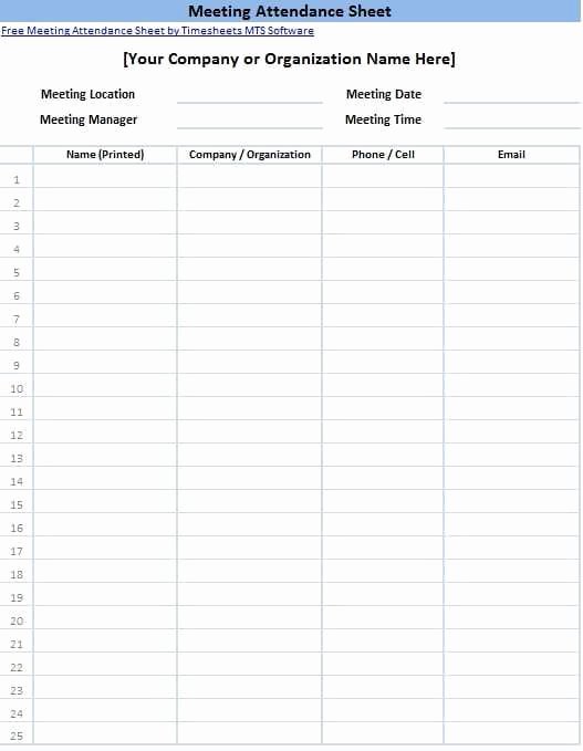 10 attendance List Templates