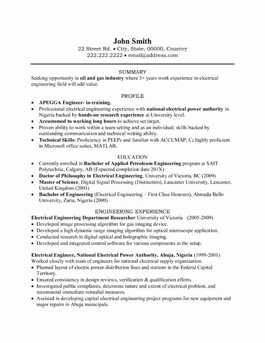 Electrical Engineer Sample Resume  Letter Example Template