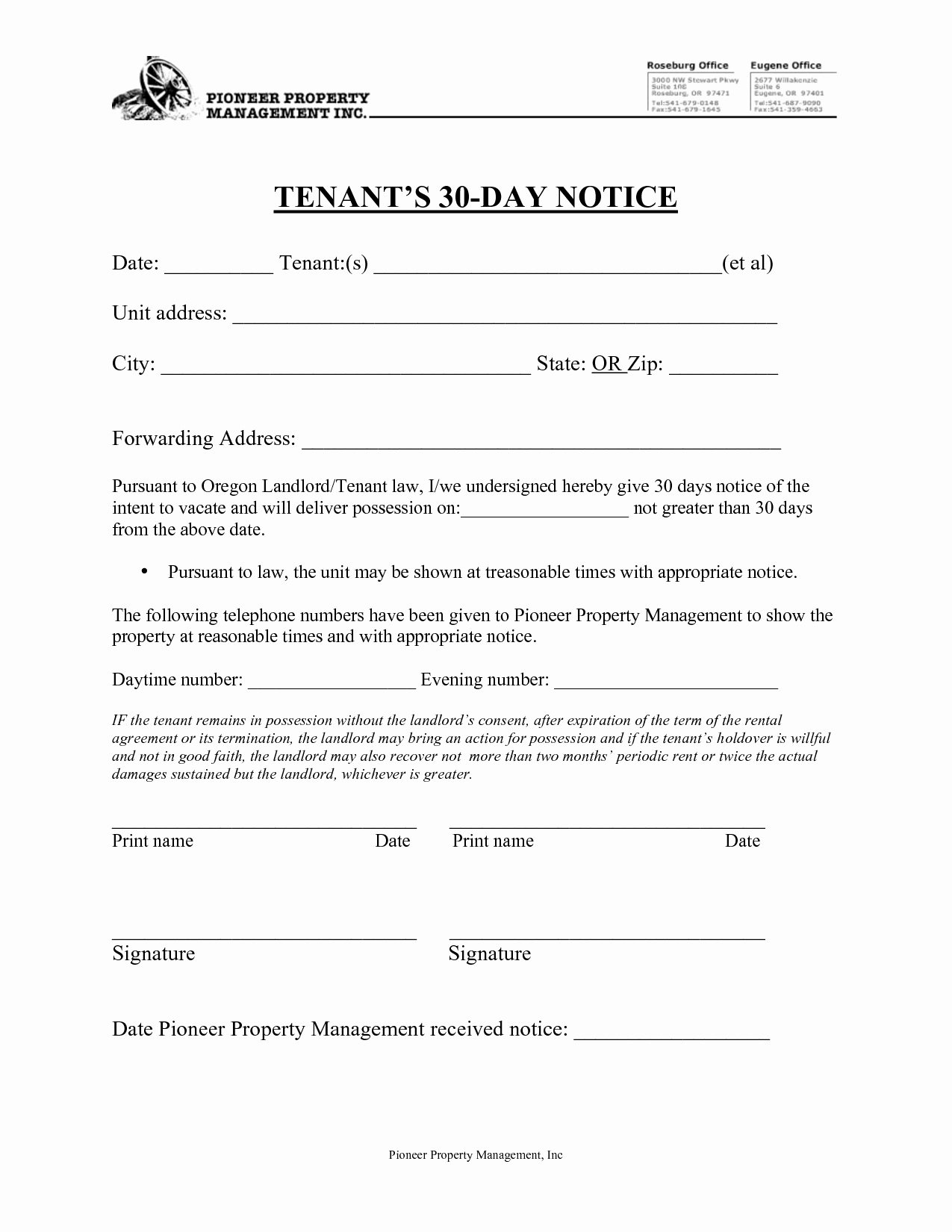 10 Best Of 30 Day Notice to Landlord to Move Out