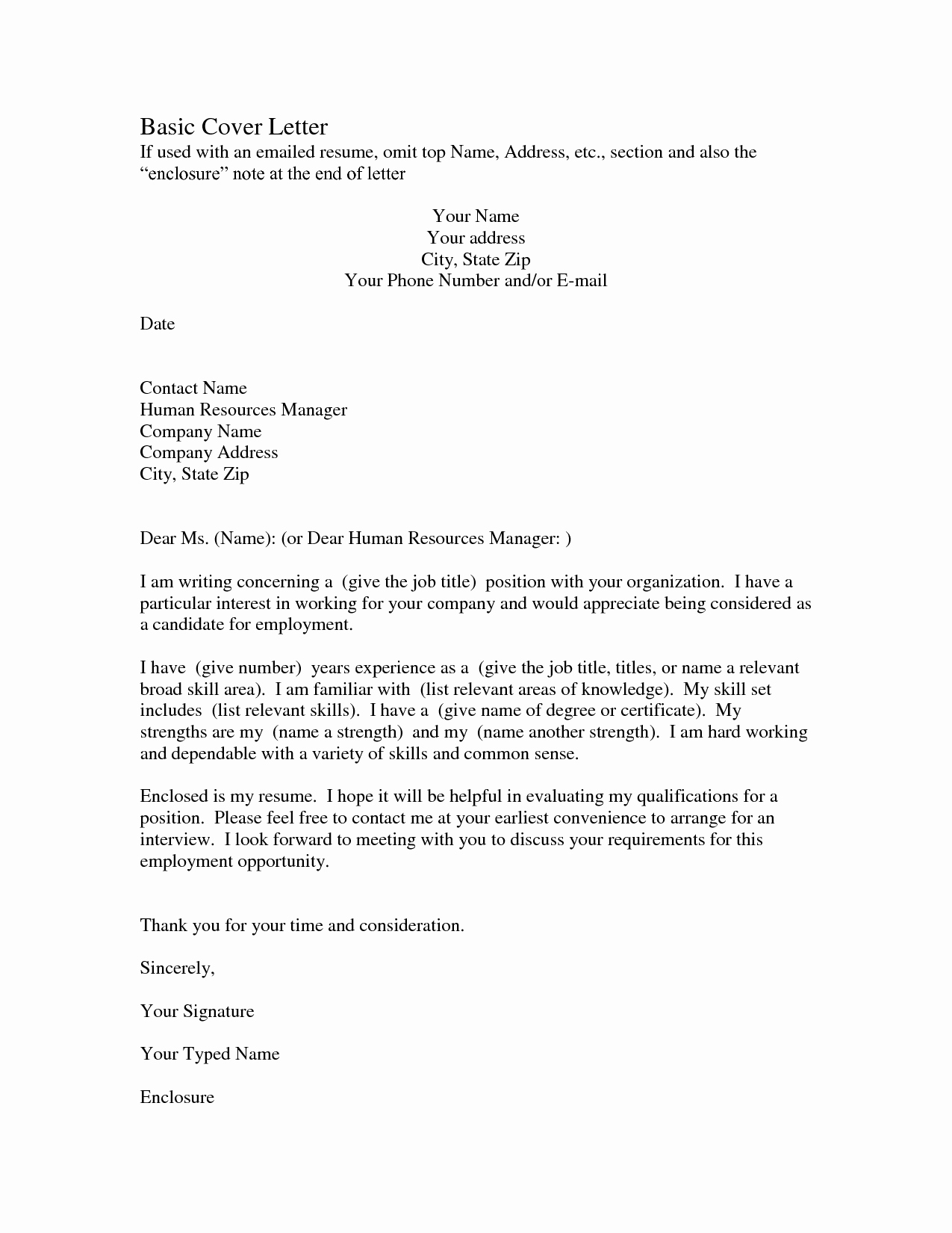 post basic cover letter for resume