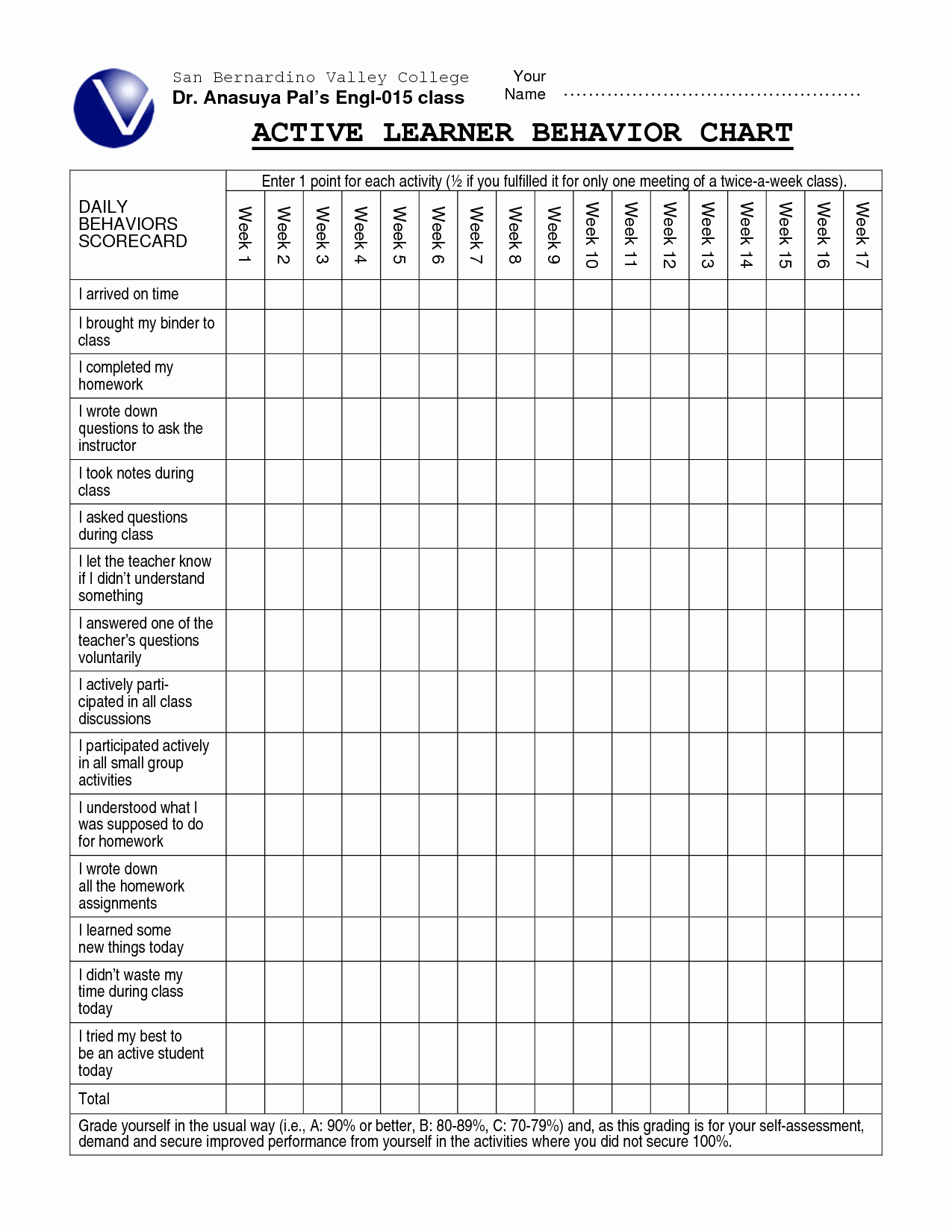 10 Best Of Behavior Chart Template Pdf for Six