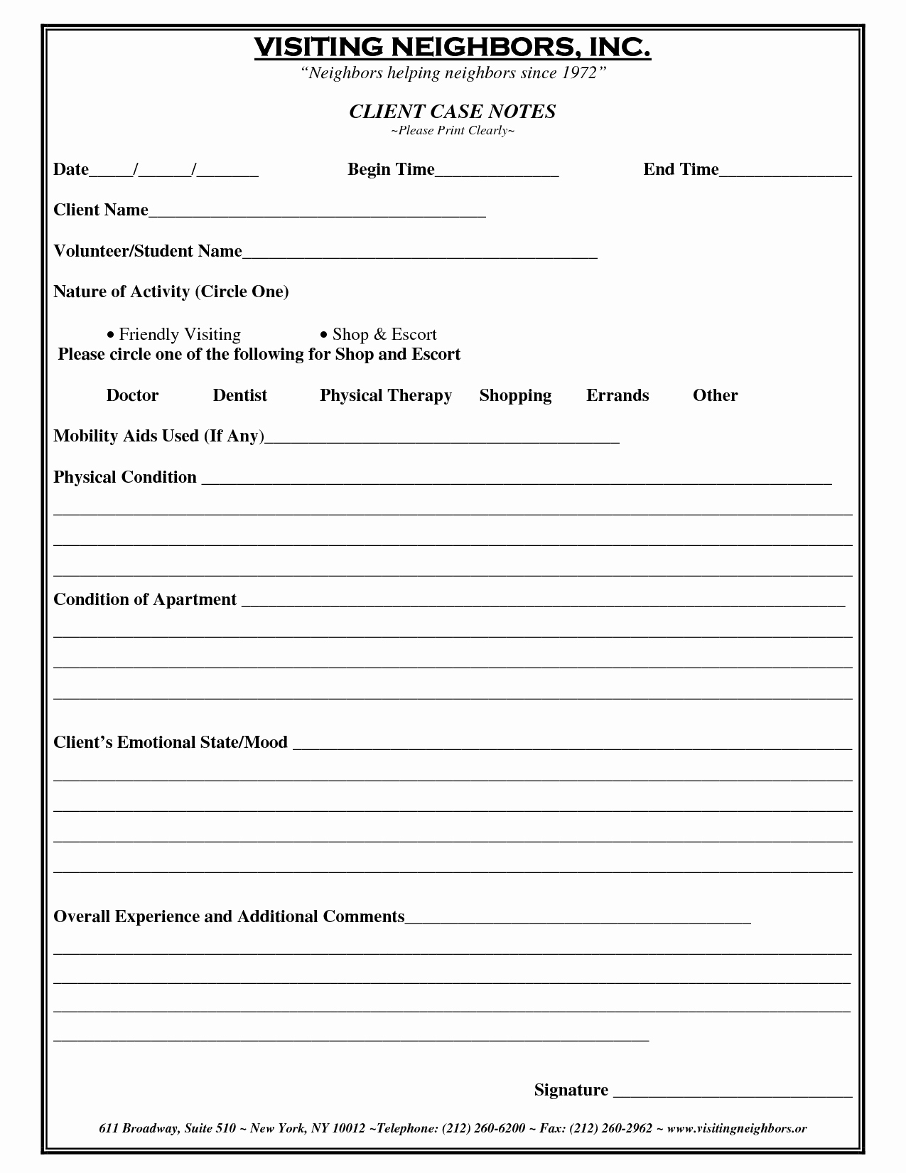 Social Work Case Notes Template