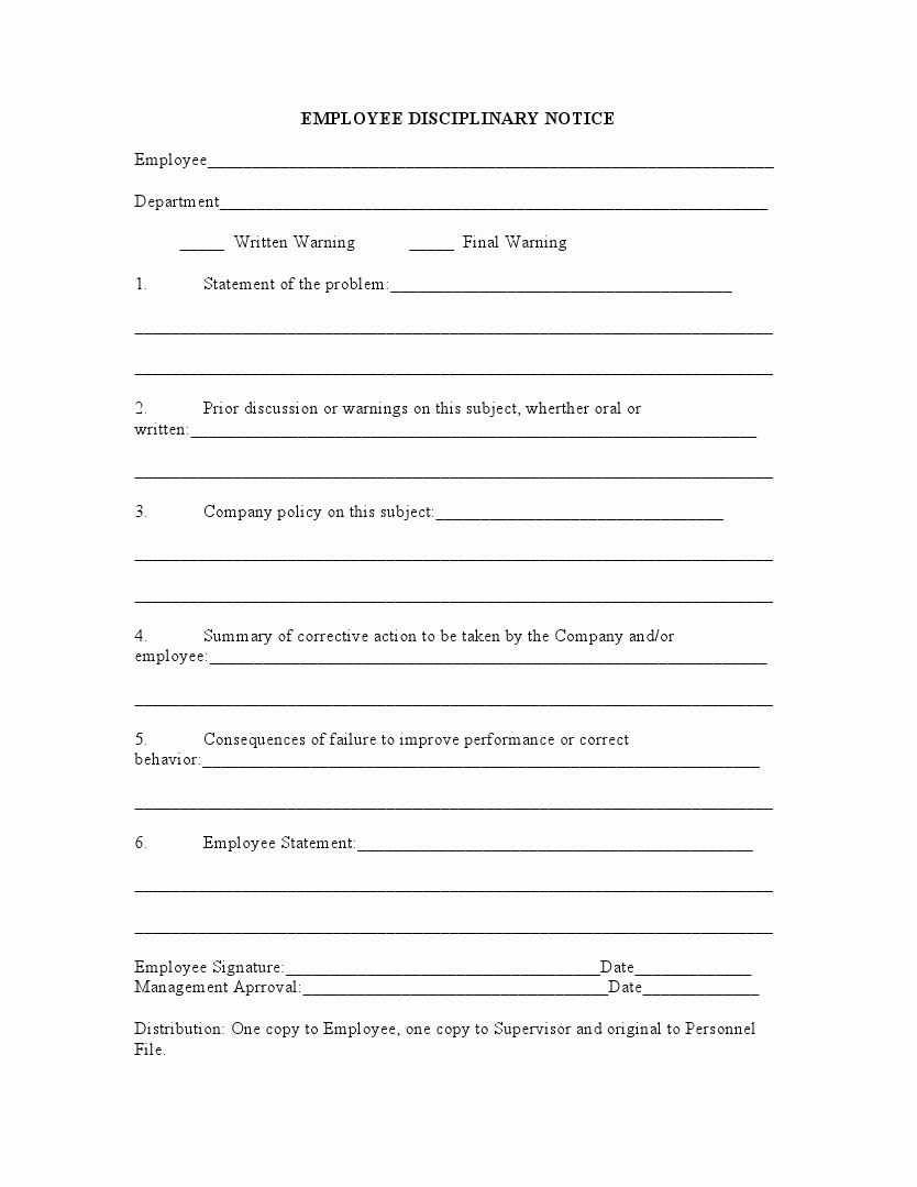 post disciplinary notice template