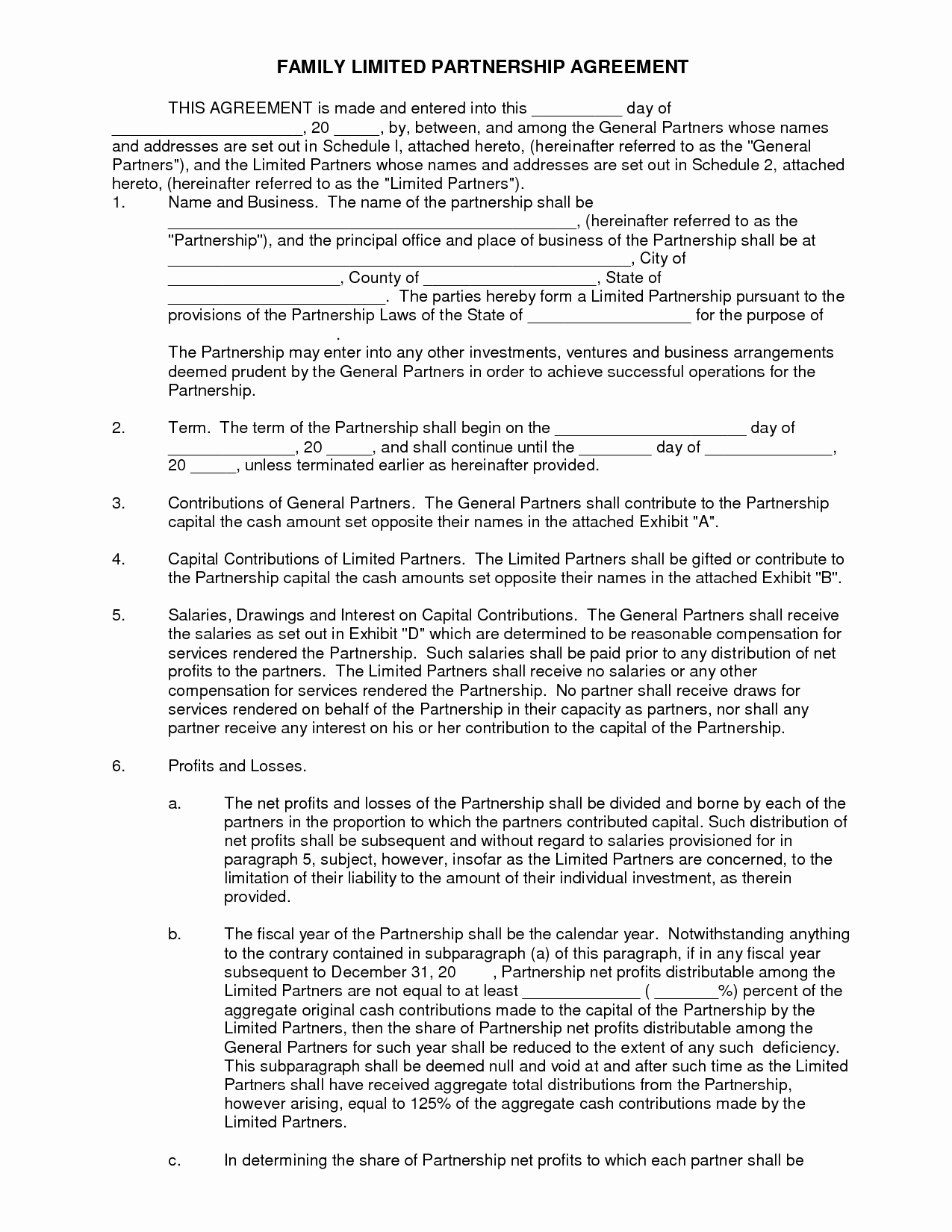 10 Best Of Family Partnership Agreement Templates
