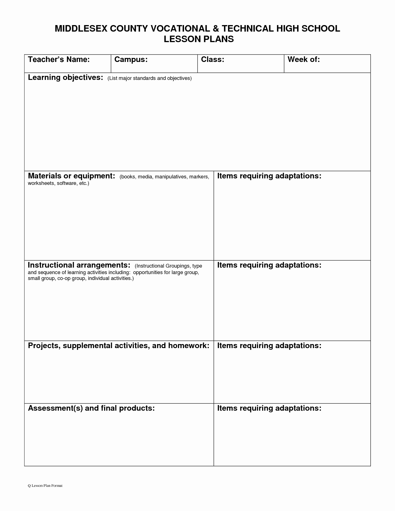 10 Best Of High School Lesson Plan forms High