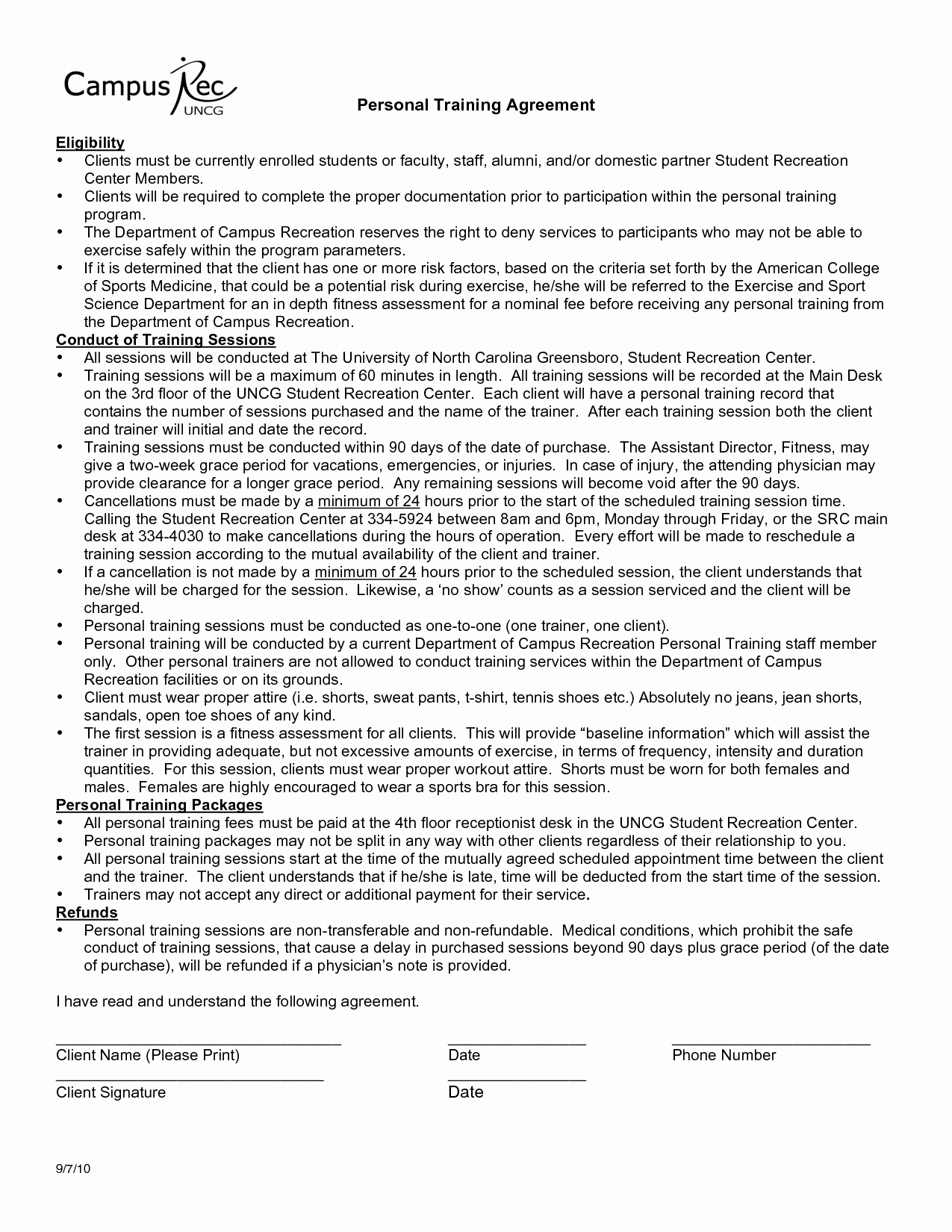 10 Best Of Personal Training Agreement form