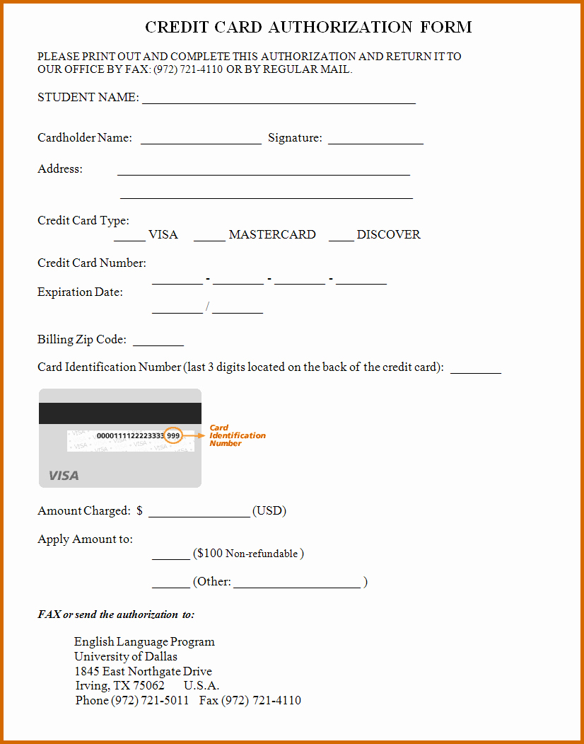 10 Blank Credit Card Authorization form Pdf